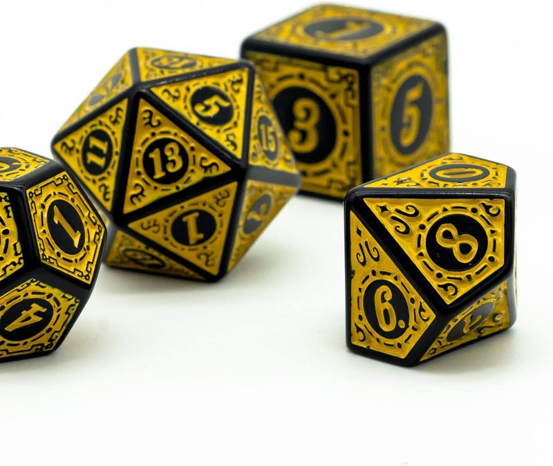 Poludie Dice Set D&D-DND Polyhedral Dice (7 Pcs) with Gift Dice Bag for Dungeons and Dragons Role Playing Dice Games RPGs (Dice-Yellow with Black Edge) - Image 4